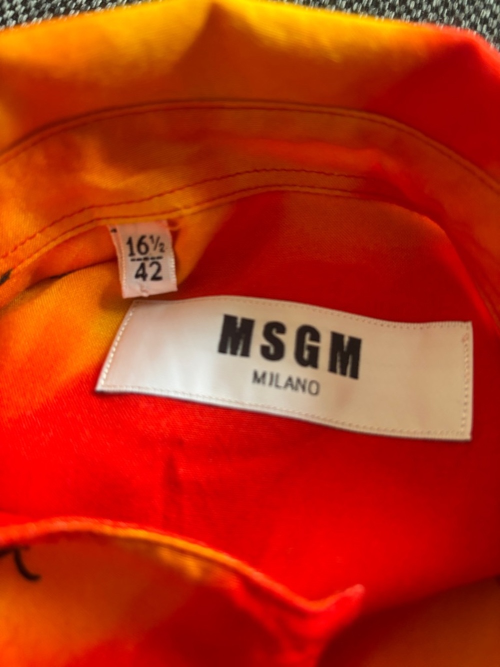 MSGM Red and Yellow Tropical Palm Print Button-Down Shirt - Picture 8 of 9